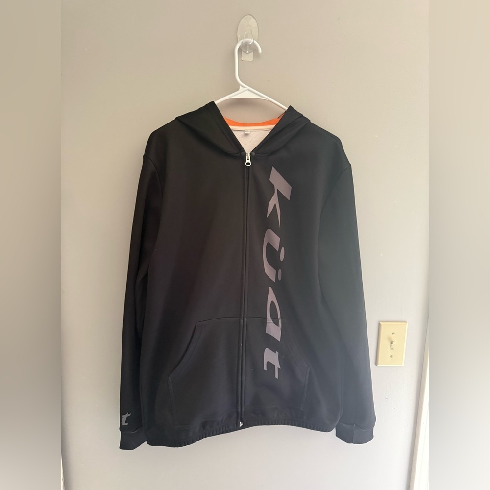 Kuat Hooded Jacket Men’s SZ L Full Zip Pockets Fleece Lined Cycling Gear Casual